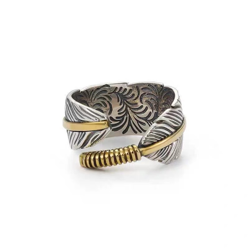 日本高桥吾郎goros羽毛戒指复古个性朋克银饰开口指环-阿里巴巴