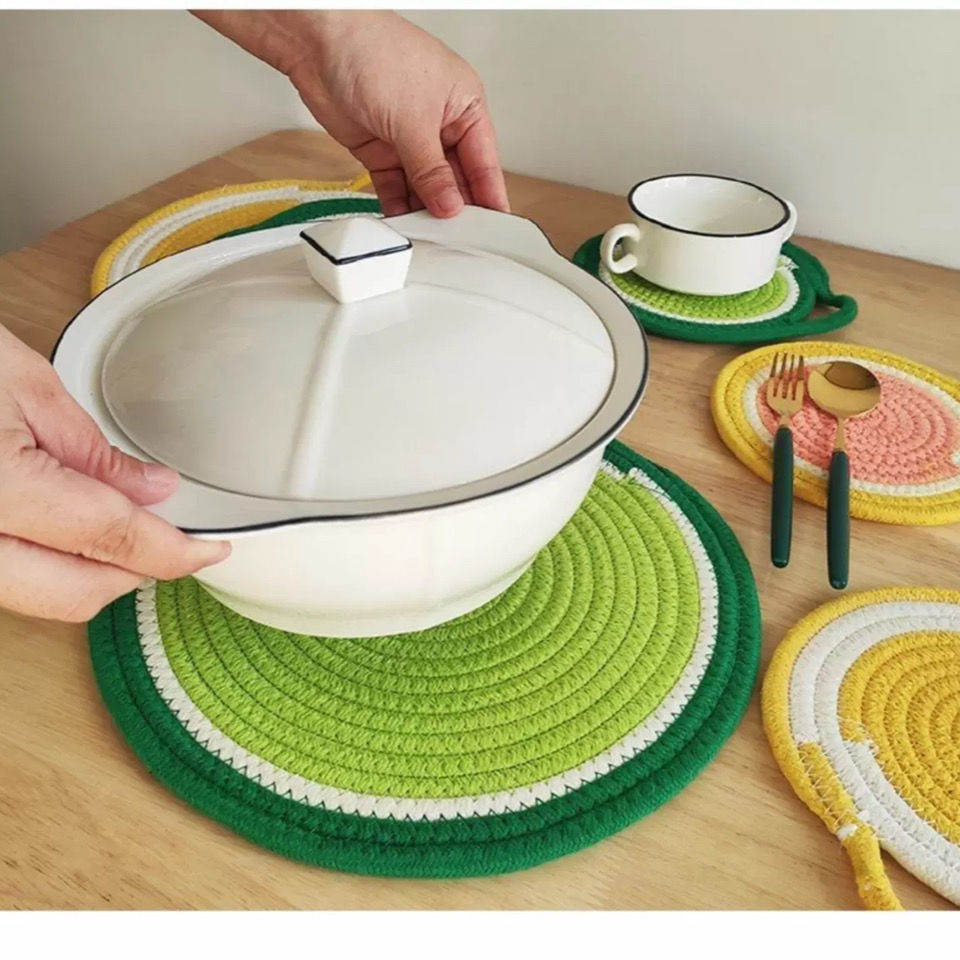 创意编织棉绳餐桌垫子杯垫隔热垫家用餐盘垫防烫砂锅垫防滑耐高温