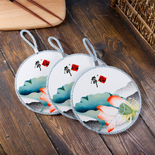 中式创意青花荷花隔热垫 菜盘杯瓷板锅垫 家庭日用品挂饰餐桌垫