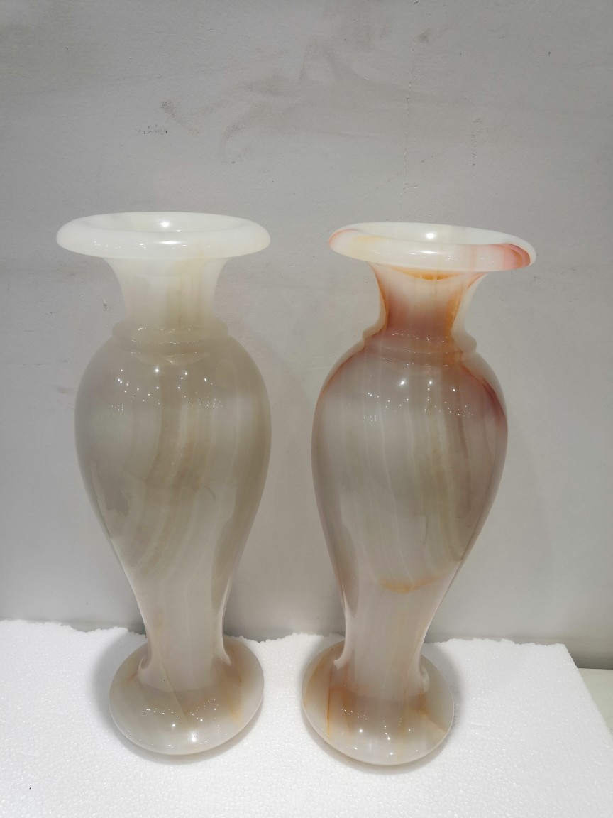 阿富汗天然玉石花瓶白玉冰玉家居装饰花瓶摆件30cm