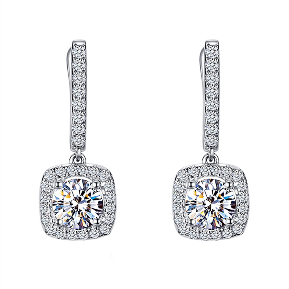 Exquisite Women's Micro Inlaid Zircon All-Match Ear Clip European and American Earrings Ornament Wholesale