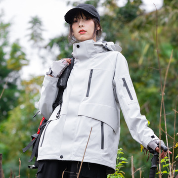 春秋薄款冲锋衣男款单层加厚大码防风外套女防水透气户外登山服男