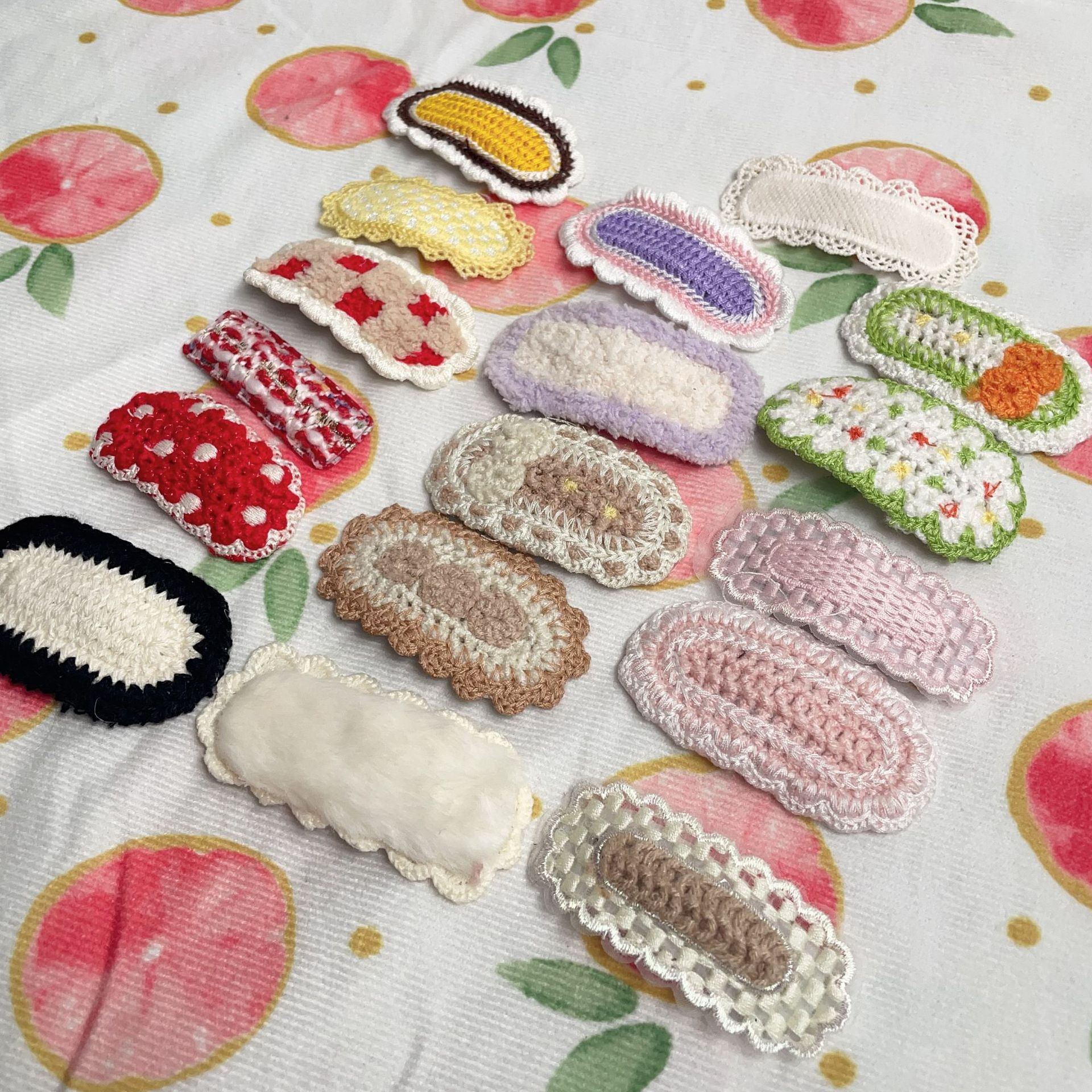 new versatile handmade knitted barrettes korean wool sweet bb clip autumn and winter cloth wrapper cute hairpin barrettes cartoon bangs