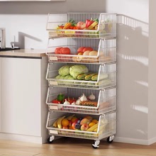 厨房菜篮子置物架多层落地可移动放水果蔬菜收纳家用多功能小推车