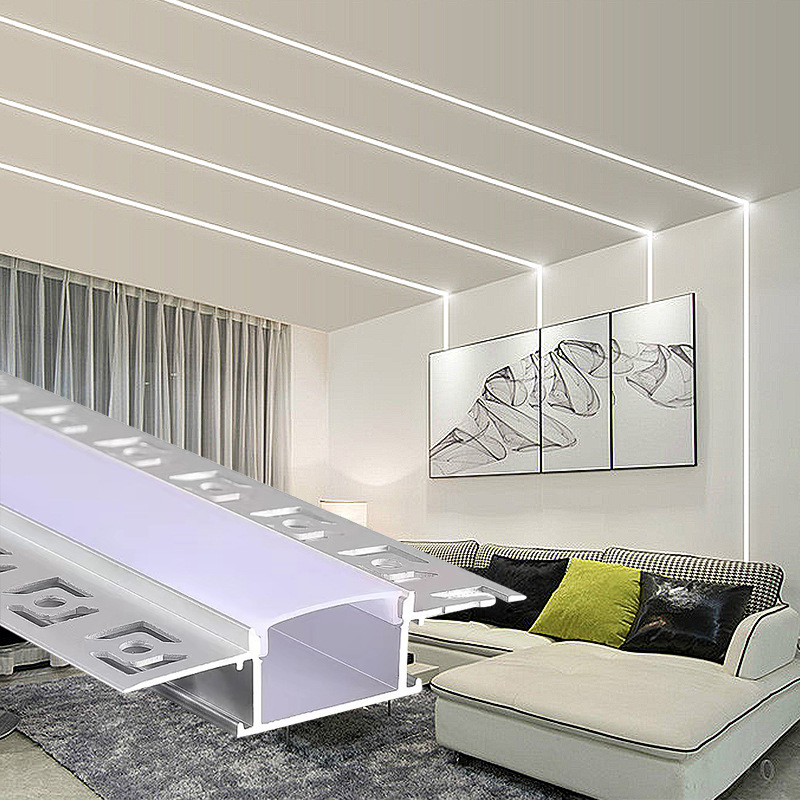 7成交6049米线条灯型材嵌入式灯槽铝合金线性灯明装铝形材套件硬灯条