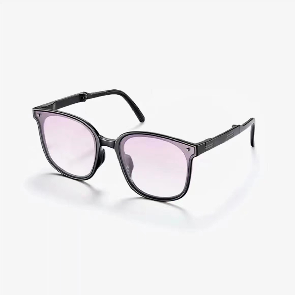 New Folding Sunglasses for Women Dark Plum Purple High-Grade Face-Looking Small Live Sunglasses Summer Uv Protection