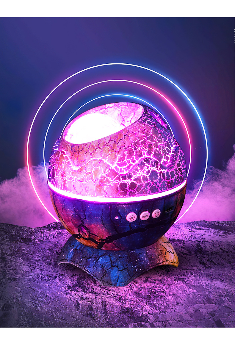 宇宙星空投影灯蓝牙音乐激光投射灯卧室3d裂纹小夜灯恐龙蛋氛围灯