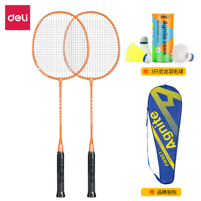 得力安格耐特f2101双打羽毛球拍铁合金f2100家庭训练羽毛球拍带球