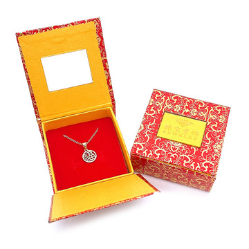 开窗吊坠盒金花开窗回型首饰包装盒印字项链纸盒珠宝收纳盒黄金礼
