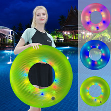 现货LED充气发光浮排泳池浮舟躺椅彩灯沙滩球充气发光游泳圈