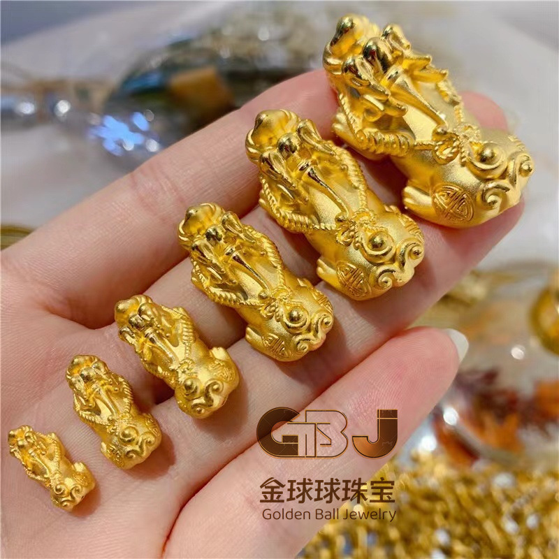 黄金999足金貔貅钱币珠3d硬金招财貔貅手链送男士父亲-阿里巴巴