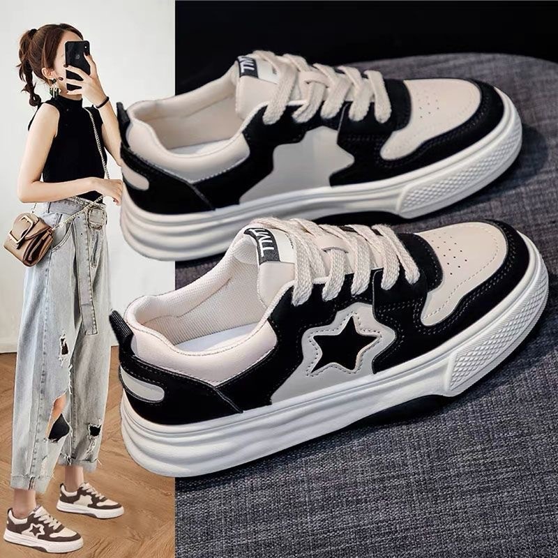 internet hot platform white shoes pu surface waterproof shoes casual all-match fashion women‘s board shoes student sneakers