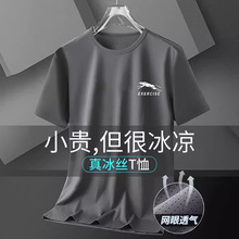 速干冰丝t恤男夏季运动短袖健身衣服跑步服上衣线上2024年t血圆领