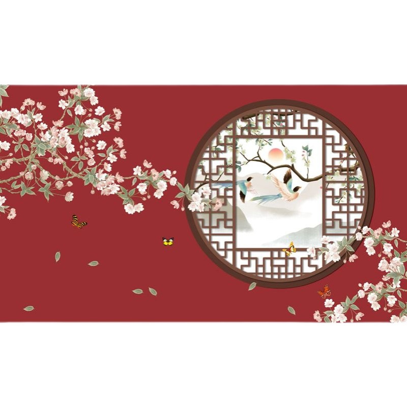 复古中式故宫红墙壁纸汉服古装拍照墙布古风换装馆剧本杀装饰墙纸