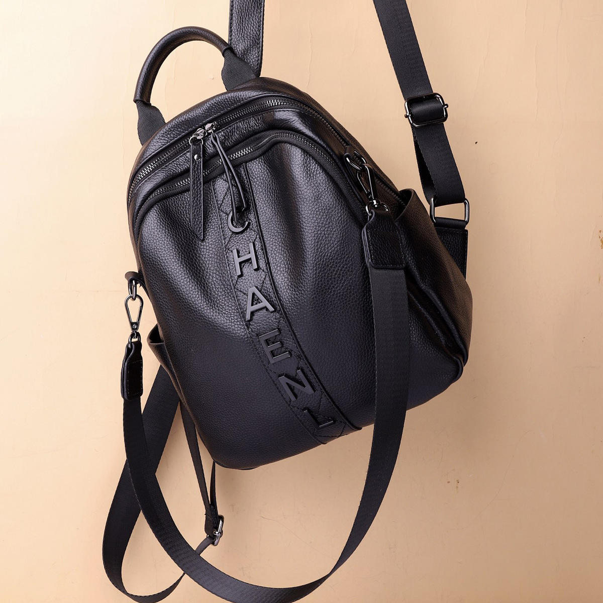 真皮双肩包女2022年新款韩版百搭时尚牛皮软皮女士背包外贸批发