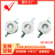 包邮大功率1W3W5W紫光LED灯珠 UV固化365nm紫外线光源美甲灯395nm