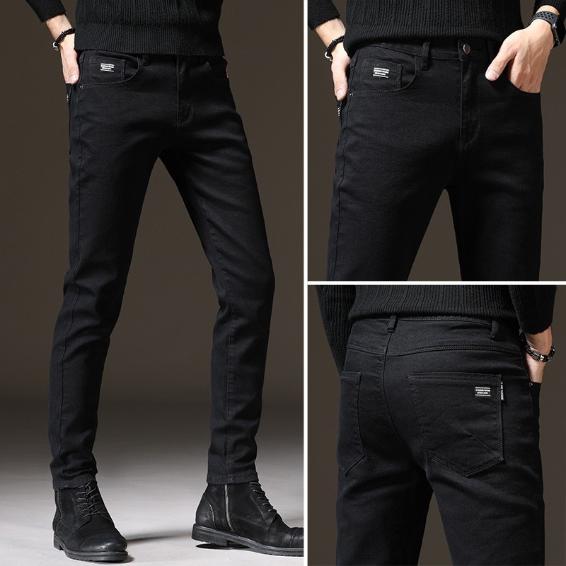 New Men's Jeans Men's Loose Skinny Japanese Elastic Spring and Autumn Casual Pants Men's Belt Fashionable Trousers