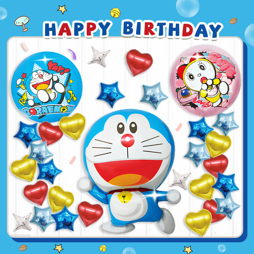 哆啦a梦叮当猫儿童卡通蓝胖子哆啦美铝膜气球生日派对装饰批发