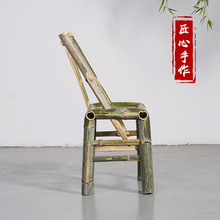 批发竹椅子靠背椅手工编织藤椅单人阳台小方凳竹凳子家用老式休闲