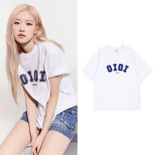 blackpink朴彩英ROSE同款衣服宽松落肩印花短袖T恤夏季男女上衣