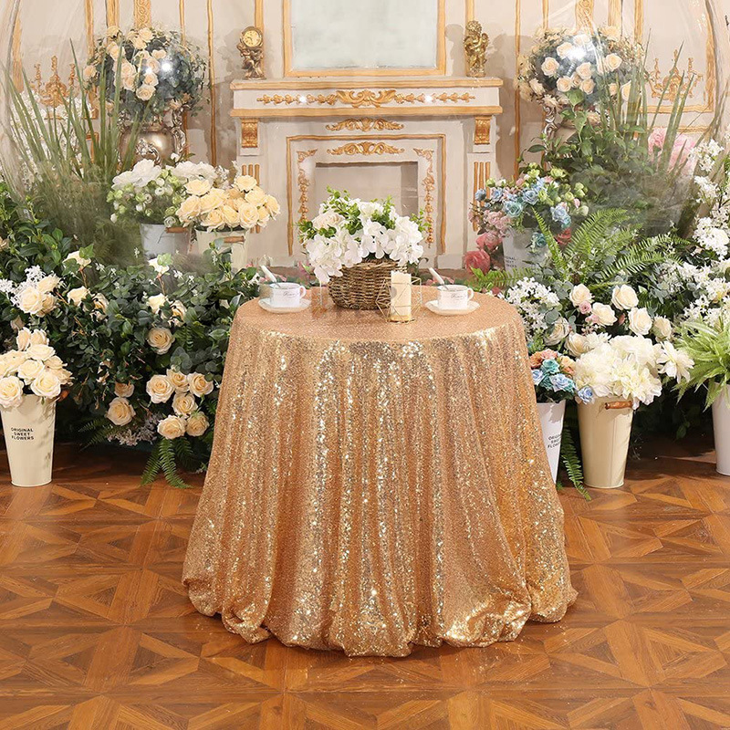 Non-Stitching European Outdoor Wedding Party Birthday Champagne Tablecloth Christmas Sequin Tablecloth