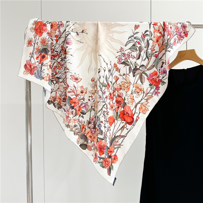 太阳女神真丝斜纹绸14姆米大方巾春秋新款桑蚕丝丝巾女披肩围巾