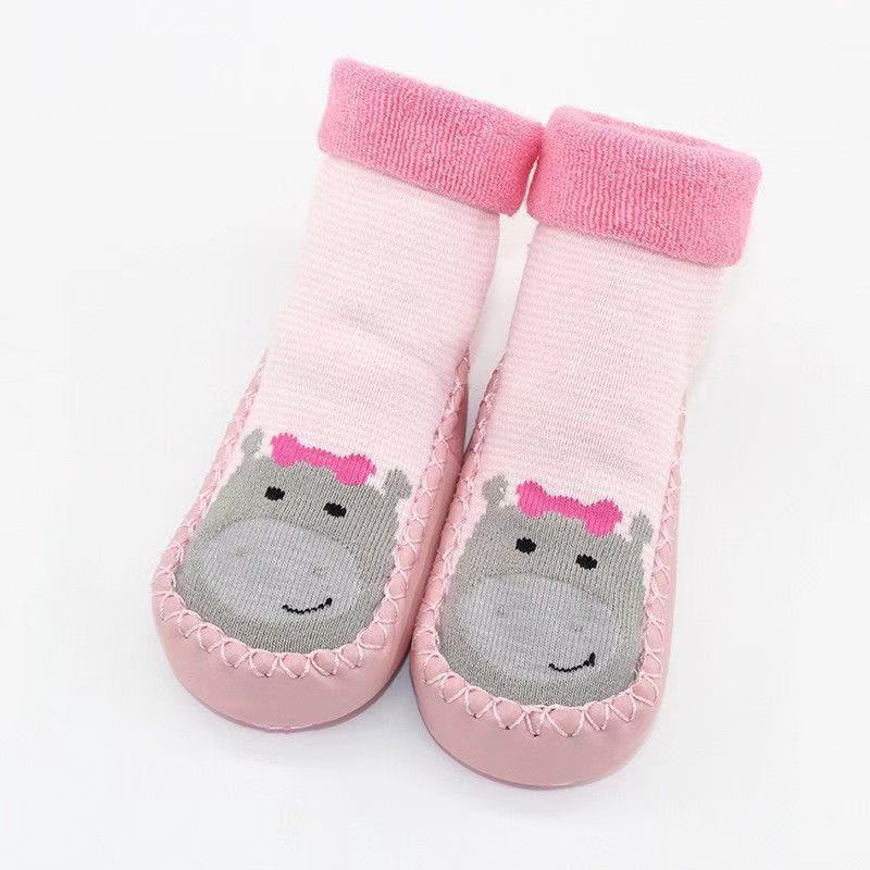 Baby Shoes Winter Autumn Winter Cotton Thickened Fleece-lined Indoor Warm Non-Slip Cool-Proof Baby Toddler Soft Sole Shoes Socks