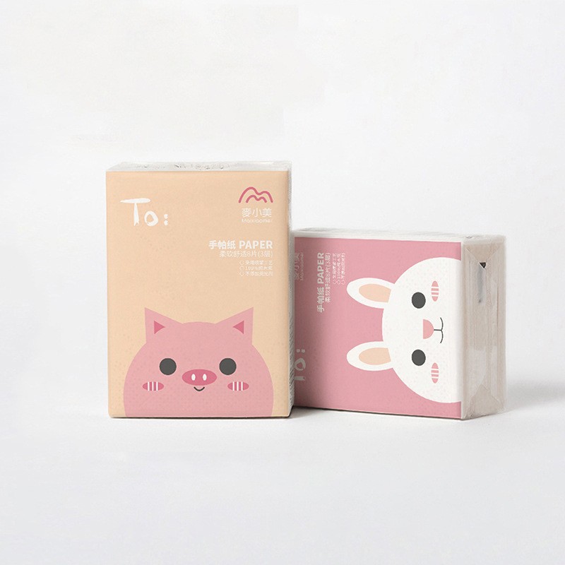 Maixiaomei Handkerchief Paper Raw Wood Pulp Fragrant Cartoon Cute Small Bag Tissue Portable Facial Tissue Affordable Free Shipping