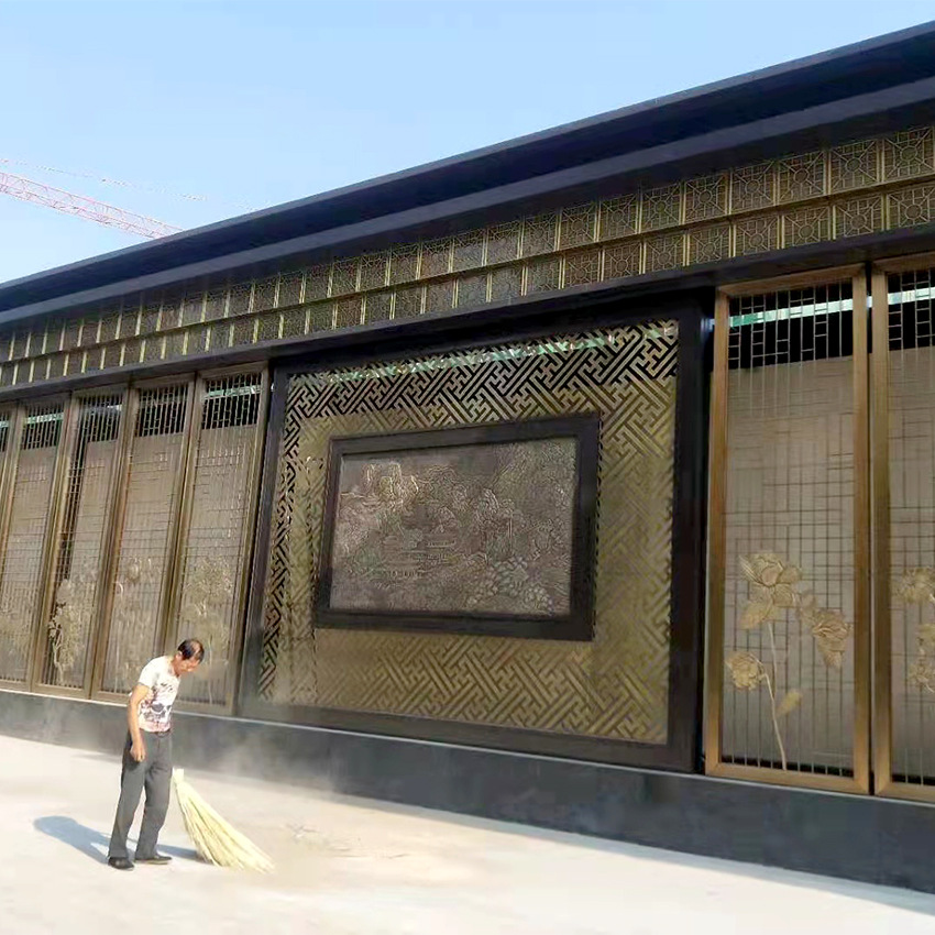 酒店室外幕墙装修不锈钢屏风装饰工程 304不锈钢激光切割加工定制