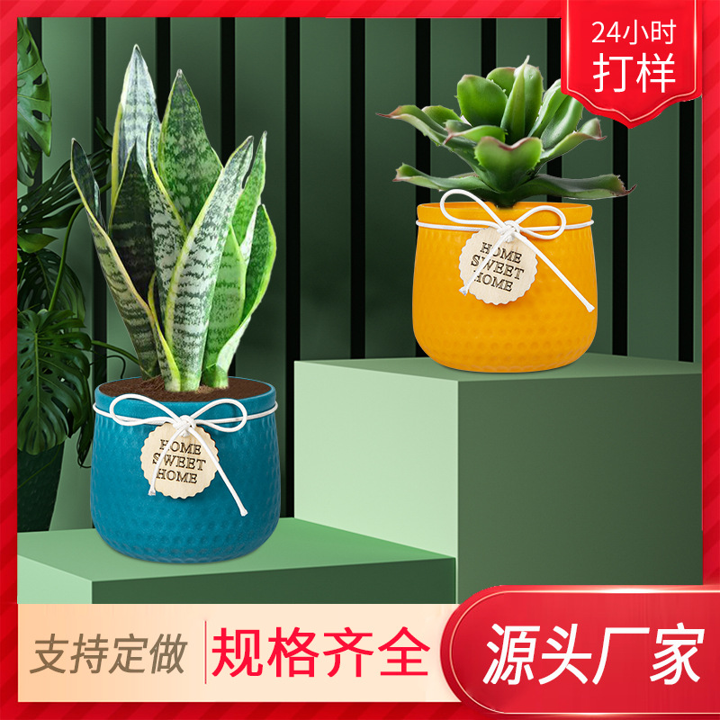 factory wholesale imitation ceramic plastic flower pot artificial flower green plant pot pp pot living room decoration desktop decorative bottle