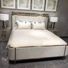 美式ART轻奢家具欧式凯斯科德实木床卧室软包不锈钢1.8米双人婚床