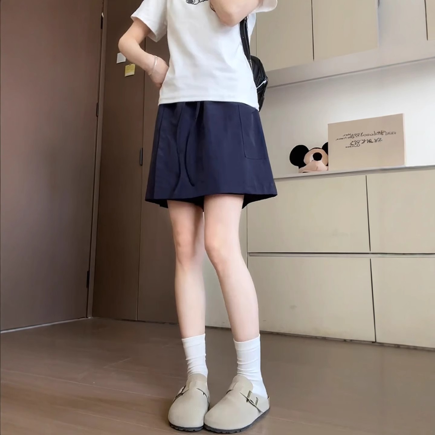 清仓捡漏~正品剪标藏青色速干工装裙裤女梨形身材高腰遮胯短裤