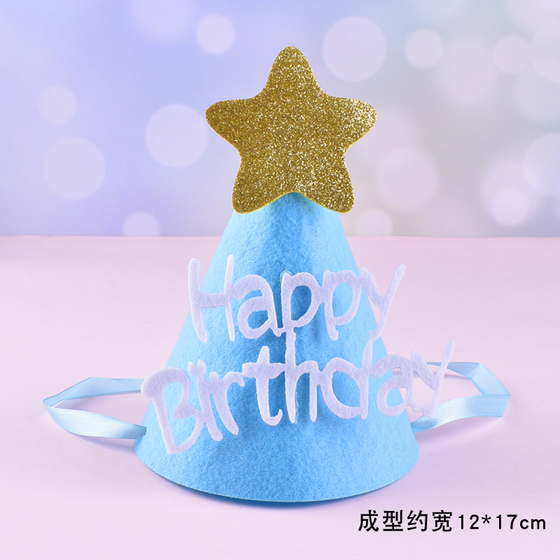 Korean Ins Style Creative DIY Birthday Hat Baby Full-Year Decorative Non-Woven Party Birthday Hat Felt Hat