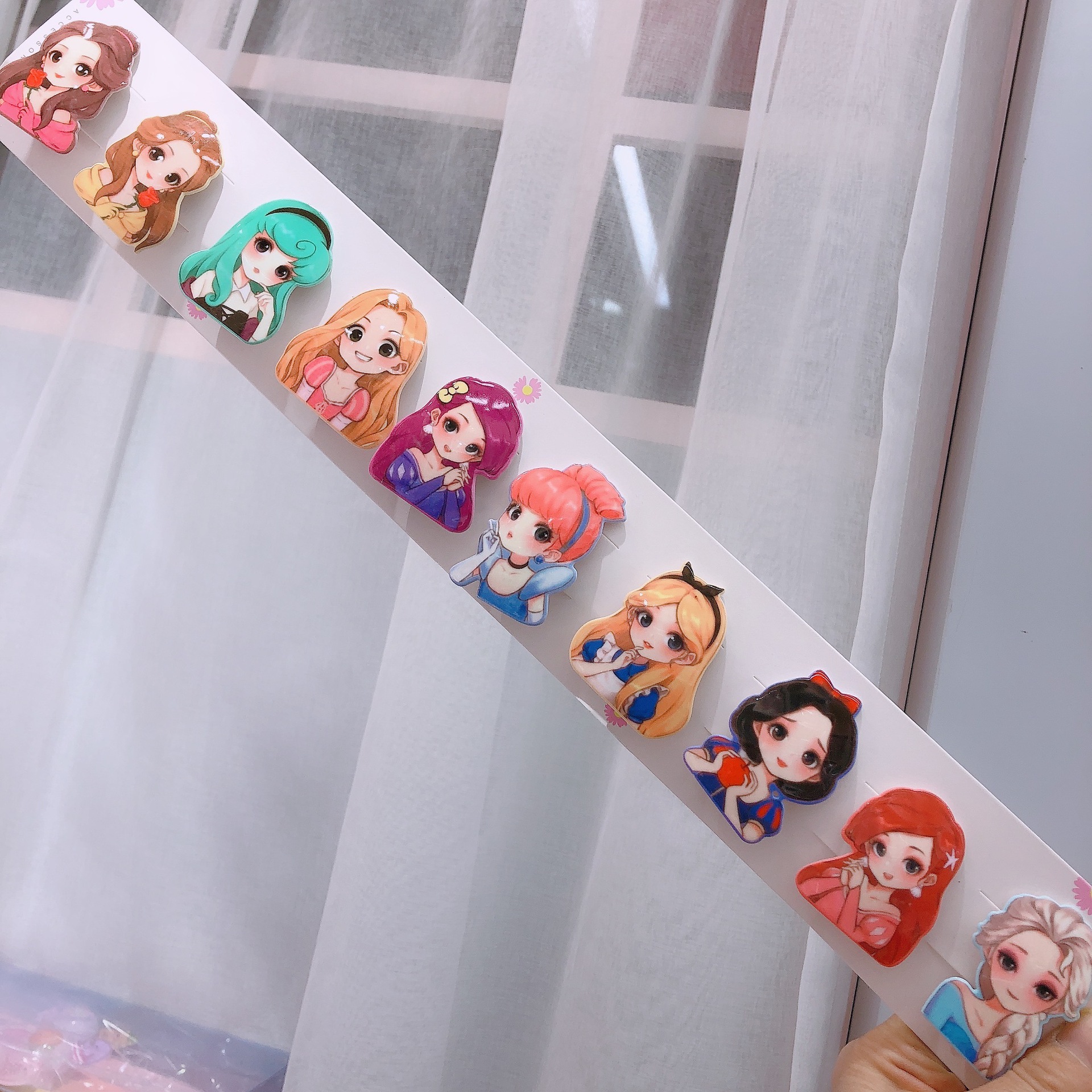 q版女童美人鱼发夹 可爱公主亚克力发饰艾莎灰姑娘头饰刘海夹边夹