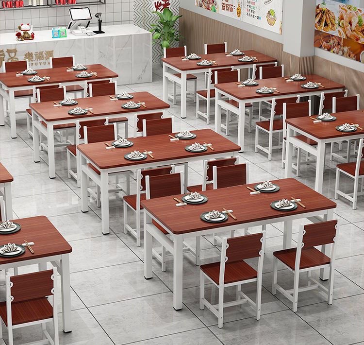 小吃店食堂快餐早餐餐饮桌椅长方形经济型商用饭店餐桌椅组*i