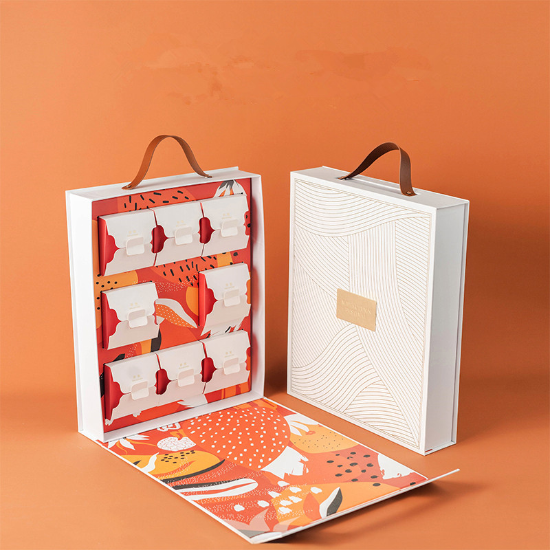 新款皮革提手盒中秋礼盒翻盖包装公司送礼员工福利烘焙房月饼包装