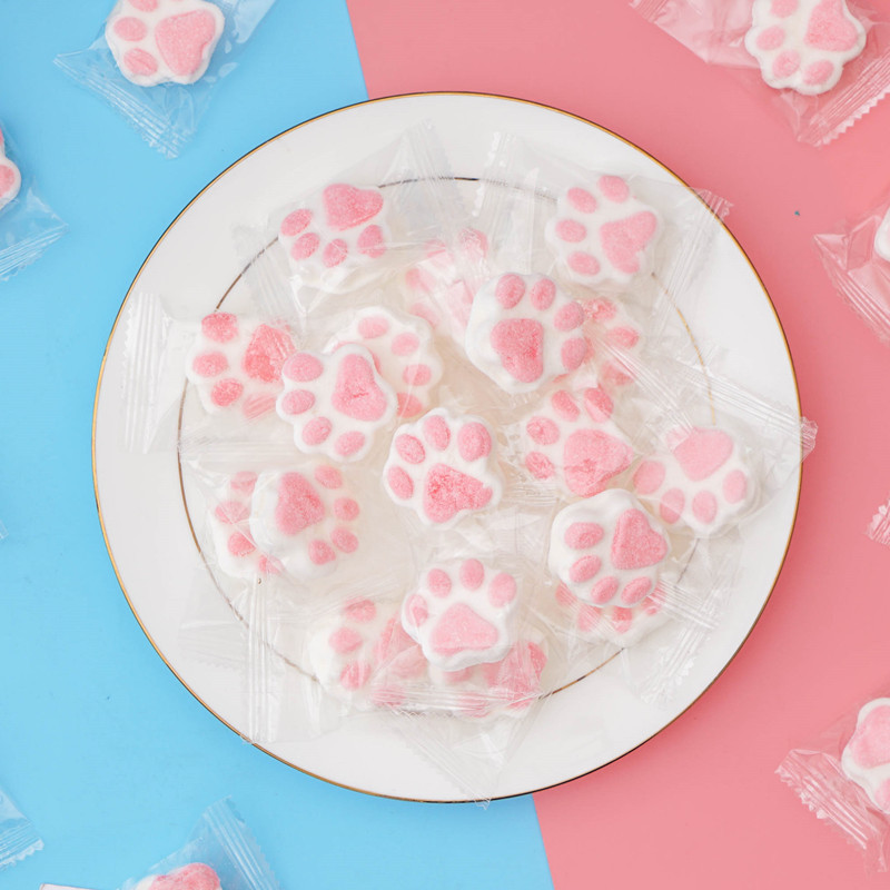 网红猫爪棉花糖创意高颜值小零食糖果散装软糖蛋糕烘焙装饰糖批发
