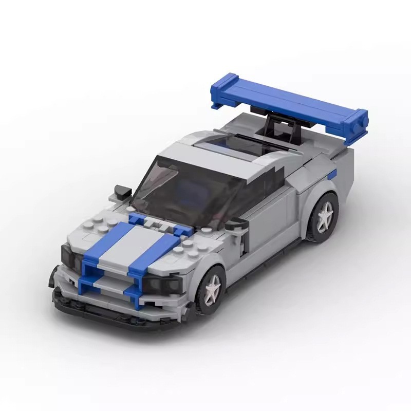 moc积木兼容乐高 138041布莱恩的日产 天际线r34儿童益智拼插玩具