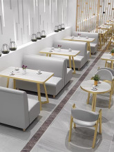 奶茶店桌椅组合甜品汉堡小吃快餐店网红简约清新餐厅家具卡座沙发