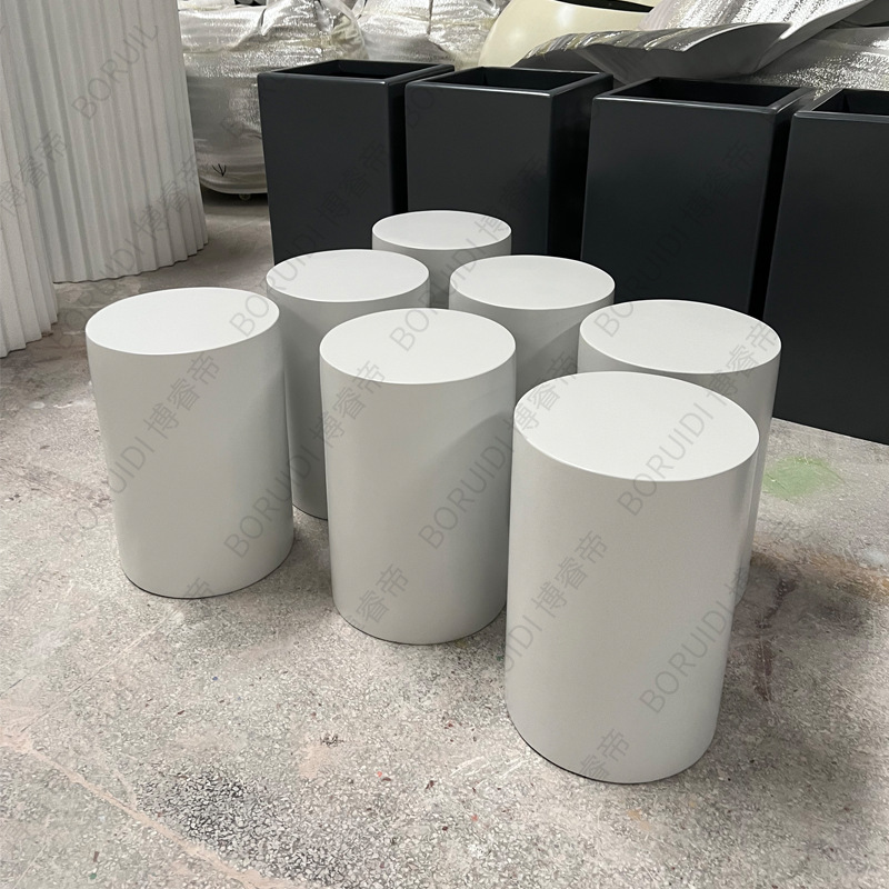 玻璃钢圆柱茶几户外花园圆形小凳子客厅阳台简约坐凳酒店休闲座椅