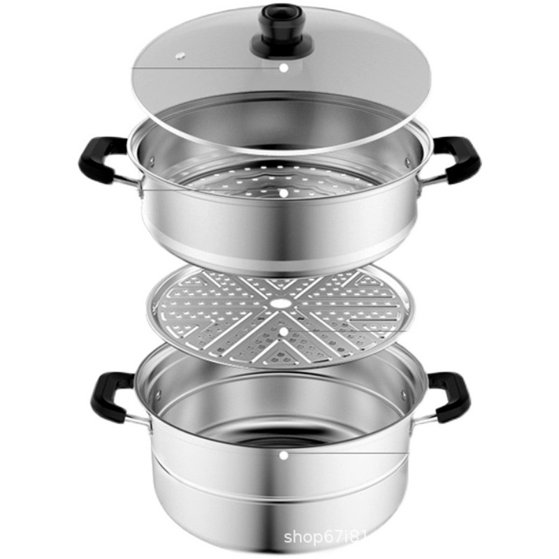 美的zg26z01双层蒸锅家用304不锈钢复合底锅26cm厨房多用蒸笼