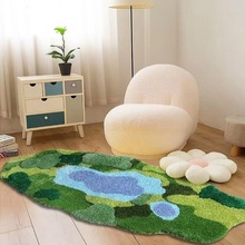 不规则仿羊绒床边客厅地毯吸水耐脏苔藓地垫可水洗卧室儿童房异型