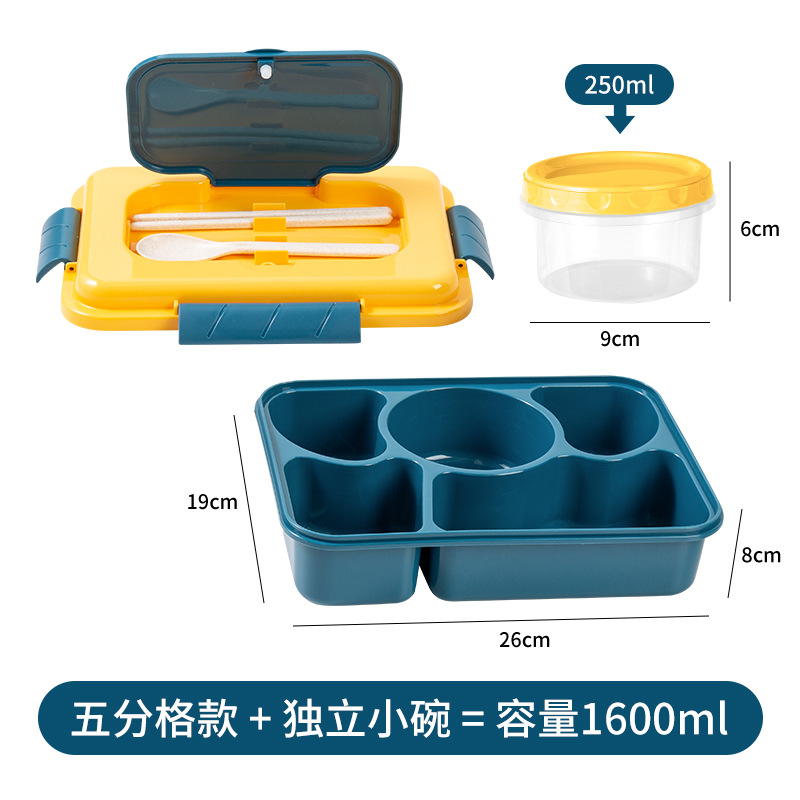 Modern Simple Plastic Lunch Box Student Divided Lunch Box Large Capacity Leak-Proof Sealed Heating Office Worker Lunch Box with Bowl