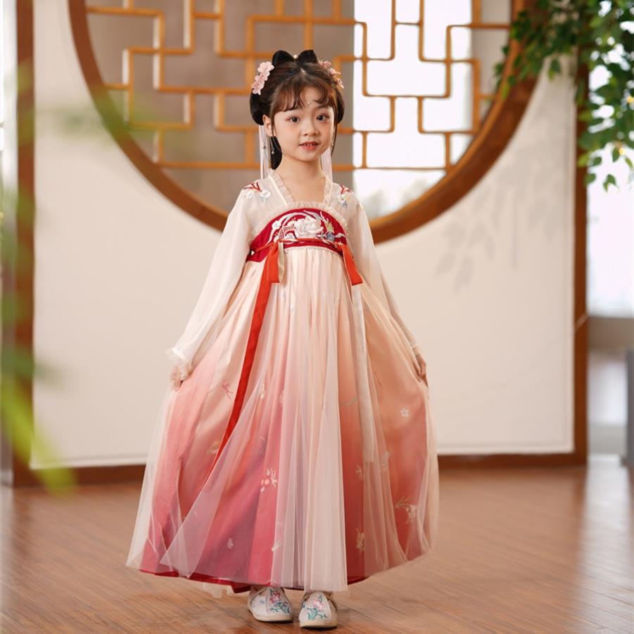胭脂妆儿童舞蹈服六一女童古典舞演出服古风飘逸汉服古装表演服跨