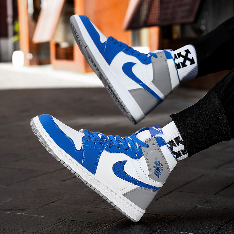 莆田aj男鞋高帮倒勾男女款影子灰aj1北卡蓝黑曜石板鞋子倒钩女鞋