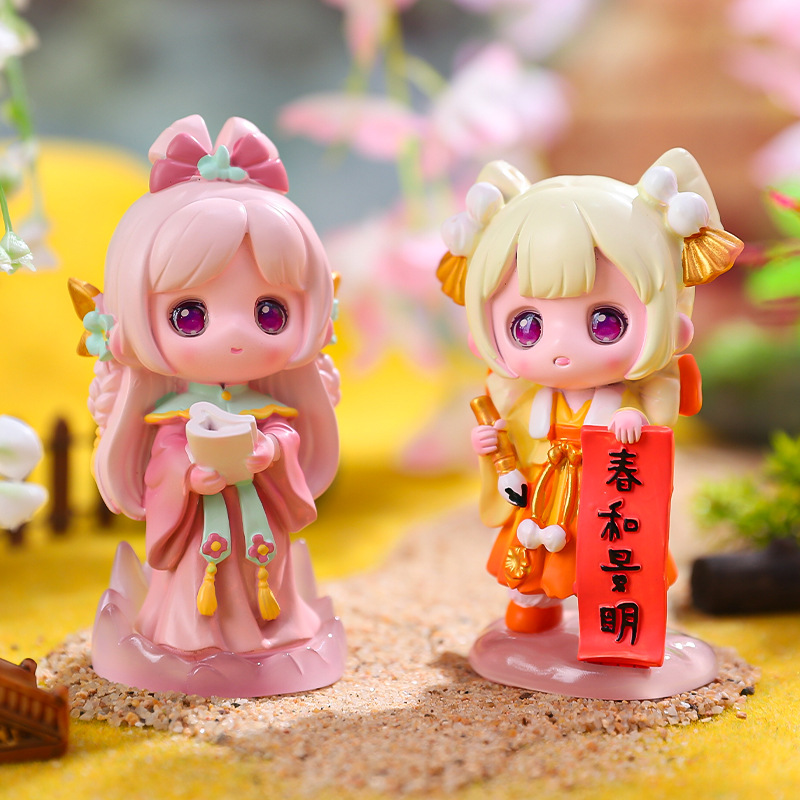 创意新款可爱汉服女孩古装树脂公仔小手办时遇春风盲盒厂家直销采购