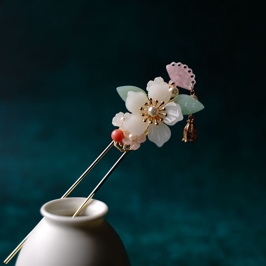 簪花录原创手工编织铃兰花金属簪子汉服旗袍演出头饰旅