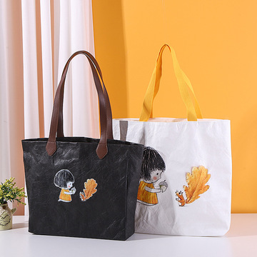 杜邦纸袋定 制印logo手提袋复古托特纸包可水洗帆布内衬购物袋