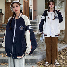 棒球服外套女2023秋季休闲夹克美式风初中高中学生设计感短外套