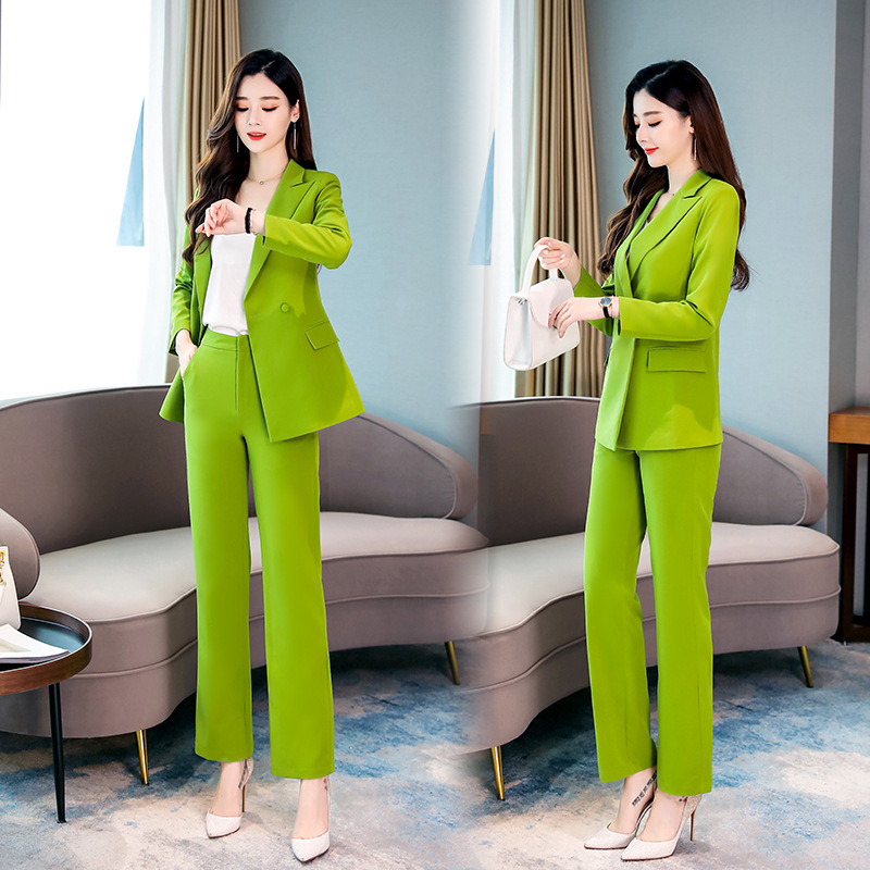 绿色职业时尚休闲套装西装套装女时尚潮流秋冬气质ins潮小西服正